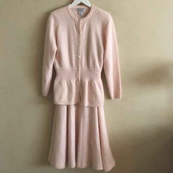 Vintage Dresses & Skirts - Vintage Angora Knit Skirt and Cardigan